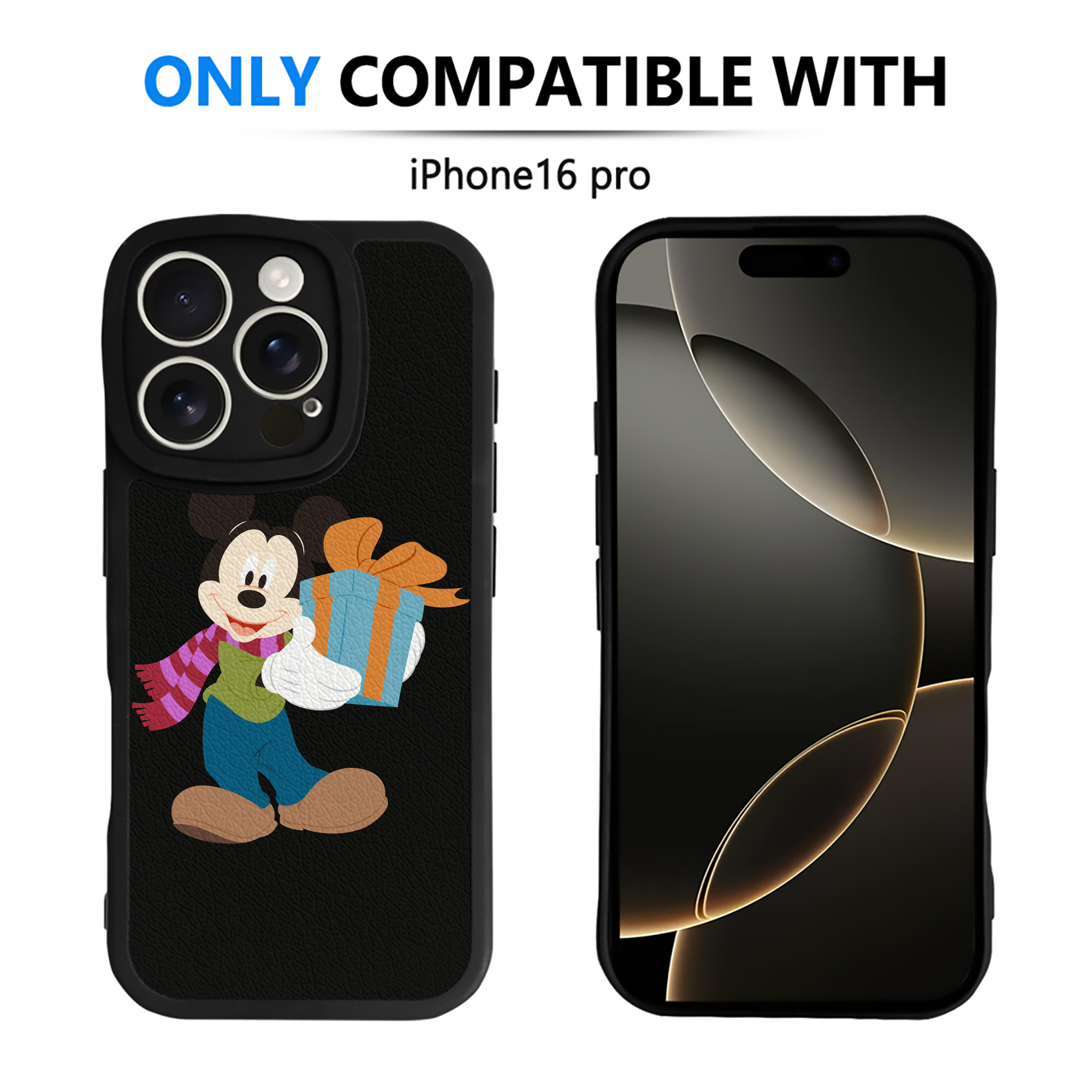（画像用） ミッキーマウス Mickey Mouse 【iPhone 16シリーズ対応】シリコンスマホケース（レザー調） 材質：シリコン